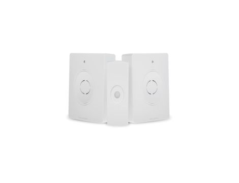 Zestaw dwóch dzwonków bezprzewodowych z pilotem, learning system, bateryjny, 38 dzwięków, DB-1B/2C/B BIAŁY