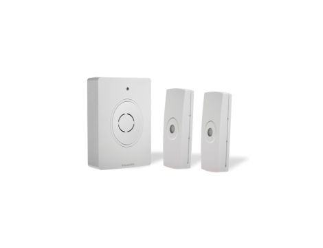 Dzwonek bezprzewodowy z dwoma pilotami, learning system, bateryjny, 38 dzwięków DB-1B/2P/B BIAŁY