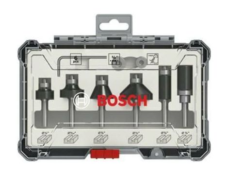 BOSCH ZESTAW FREZÓW PROSTYCH 6szt. UCHWYT 1/4 TRIM & ENDING 2607017470