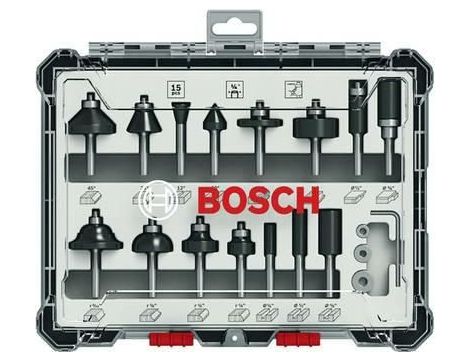 BOSCH ZESTAW FREZÓW 15szt. UCHWYT 1/4 2607017473
