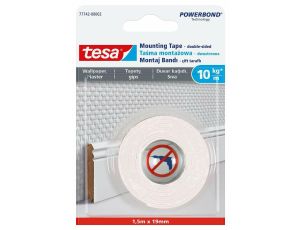 TESA TAŚMA DWUSTRONNA POWERBOND 1,5m x 19mm  NA TAPETY I TYNK