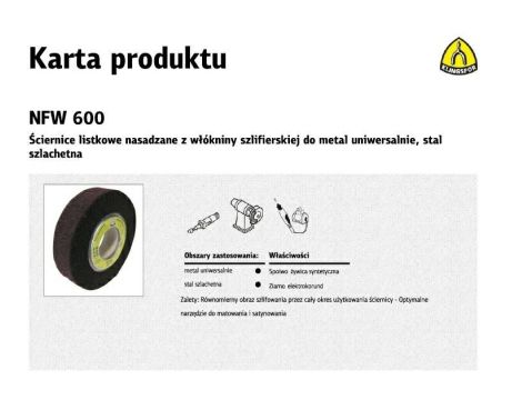 KLINGSPOR ŚCIERNICA WŁÓKNINA NASADZANA NFW600 165mm x 50mm x 43mm MEDIUM