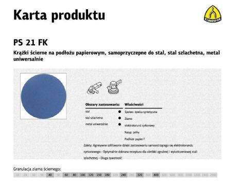 KLINGSPOR KRĄŻEK ŚCIERNY SAMOPRZYCZEPNY 150mm  PS21FK gr.120 /50szt.