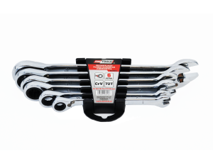 AWTOOLS KLUCZE PŁASKO-OCZKOWE Z GRZECHOTKĄ KOMPLET 6 szt. 8-19mm Z PRZEŁĄCZNIKIEM