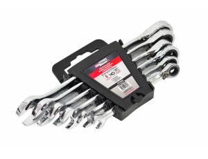 AWTOOLS KLUCZE PŁASKO-OCZKOWE Z GRZECHOTKĄ KOMPLET 6 szt. 8-19mm Z PRZEŁĄCZNIKIEM - image 2