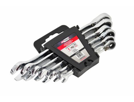 AWTOOLS KLUCZE PŁASKO-OCZKOWE Z GRZECHOTKĄ KOMPLET 6 szt. 8-19mm Z PRZEŁĄCZNIKIEM - 2