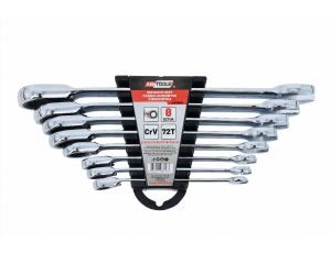 AWTOOLS KLUCZE PŁASKO-OCZKOWE Z GRZECHOTKĄ KOMPLET 8 szt. 8-22mmZ PRZEŁĄCZNIKIEM