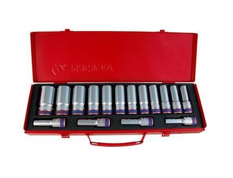 KING TONY KOMPLET NASADEK 1/2"  16cz. DŁUGIE/ KASETA