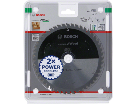 BOSCH PIŁA STANDARD WOOD ACCU 165x20x48z 2608837687