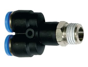 Trójnik pneumatyczny wtykowy typu Y, R 1/4 GZ do węża fi 12 mm, tworzywo sztuczne