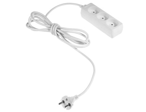 AWTOOLS PRZEDŁUŻACZ DOMOWY BIAŁY BEZ UZIEMIENIA 3 - GNIAZDA 1,5m - 3