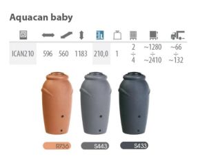 PROSPERPLAST POJEMNIK NA DESZCZÓWKĘ AQUACAN BABY CEGŁA 210L