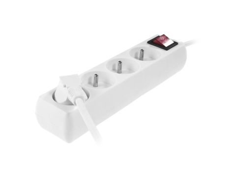 AWTOOLS PRZEDŁUŻACZ DOMOWY BIAŁY 4 GNIAZDA 5,0m Z UZIEMIENIEM, WYŁĄCZNIK