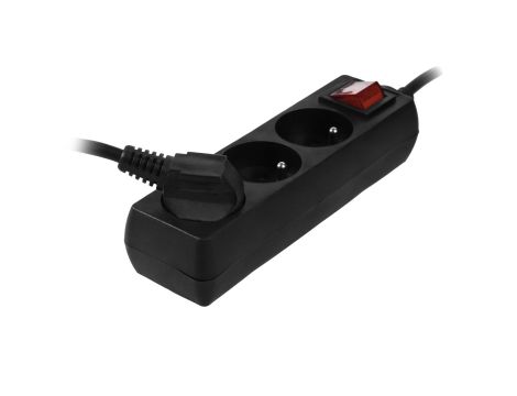 AWTOOLS PRZEDŁUŻACZ DOMOWY CZARNY 3 GNIAZDA 1,5m Z UZIEMIENIEM, WYŁĄCZNIK