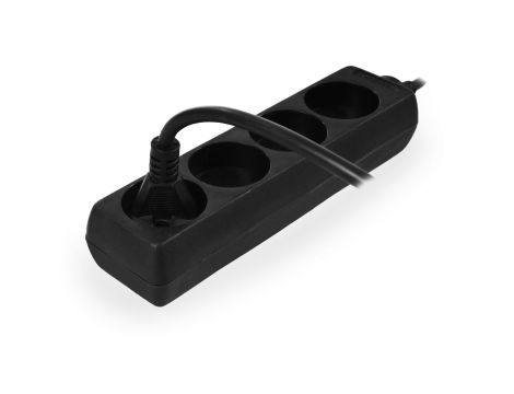 AWTOOLS PRZEDŁUŻACZ DOMOWY CZARNY BEZ UZIEMIENIA 4 - GNIAZDA 1,5m