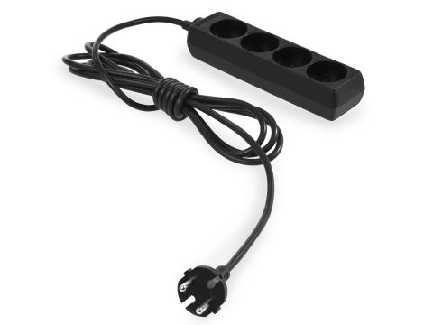 AWTOOLS PRZEDŁUŻACZ DOMOWY CZARNY BEZ UZIEMIENIA 4 - GNIAZDA 1,5m - 3