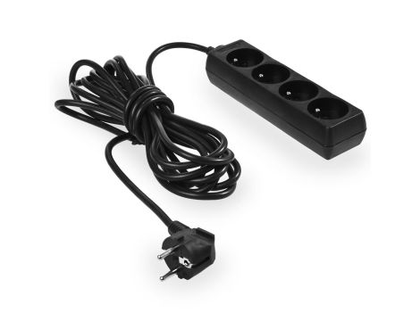 AWTOOLS PRZEDŁUŻACZ DOMOWY CZARNY 4 - GNIAZDA 3,0m Z UZIEMIENIEM - 3