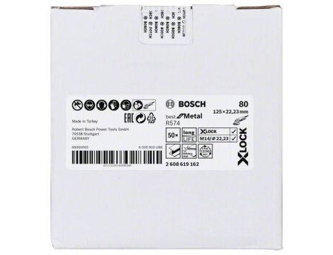 BOSCH FIBRA KRĄŻEK METAL 125 gr. 80 R574 X-LOCK 2608619162 - 2