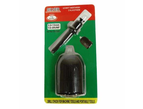 GŁÓWKA DO WIERTARKI 13mm 1/2+ADAPTER / SILVER