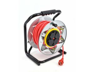 AWTOOLS PRZEDŁUŻACZ BĘBEN METALOWY CZERWONY HEAVY DUTY 25m 3x2,5 mm 16A / 3680W / IP44