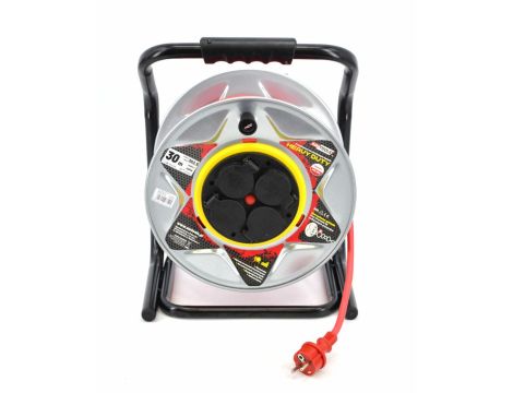 AWTOOLS PRZEDŁUŻACZ BĘBEN METALOWY CZERWONY HEAVY DUTY 30m 3x2,5 mm 16A / 3680W / IP44 - 2