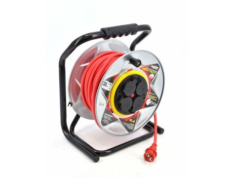 AWTOOLS PRZEDŁUŻACZ BĘBEN METALOWY CZERWONY HEAVY DUTY 50m 3x2,5 mm 16A / 3680W / IP44