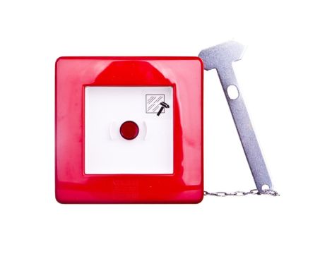 Przycisk ppoż. natynkowy 1Z 1R czerwony z młotkiem 42 RV GW42201H