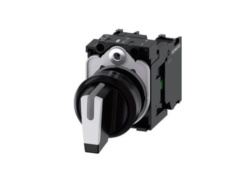 Przełącznik obrotowy 22mm okrągły tworzywo sztuczne krótki I-O-II bez samopow z uchwytem 1NO 1NO śrubowe 3SU1100-2BL60-1NA0