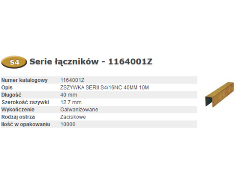 BOSTITCH ZSZYWKI S4/16NC 40mm 10.0M...