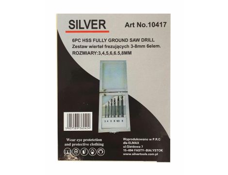ZESTAW WIERTEŁ FREZUJĄCYCH 3-8mm 6szt./SILVER