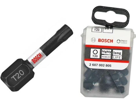 BOSCH KOŃCÓWKA WKRĘCAJĄCA UDAROWA T20 x 25mm   25szt. 2607002805