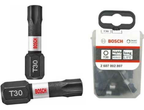BOSCH KOŃCÓWKA WKRĘCAJĄCA UDAROWA T30 x 25mm   25szt. 2607002807