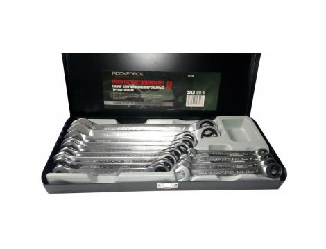 ROCKFORCE ZESTAW KLUCZY PŁASKO-OCZKOWYCH Z GRZECHOTKĄ 13szt.