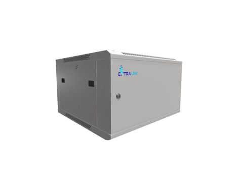 Szafa rack montowana na ścianie, drzwi blaszane pełne Extralink 6U 600x600 ASP Szara