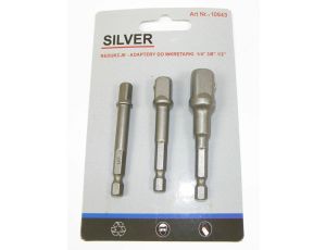 SILVER KOMPLET ADAPTERÓW / UCHWYTÓW DO NASADEK 3szt. 1/2-3/8-1/4