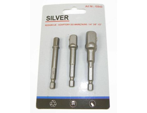 SILVER KOMPLET ADAPTERÓW / UCHWYTÓW DO NASADEK 3szt. 1/2-3/8-1/4"