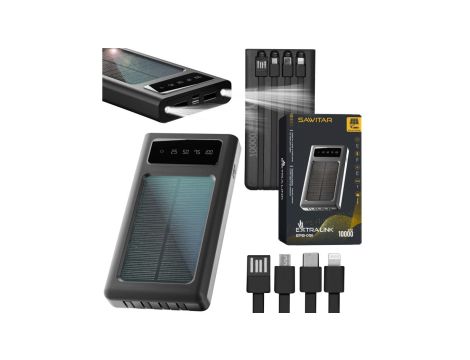 Powerbank Solar Power bank, USB-C Extralink EPB-091 10000mAh Czarny