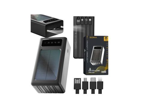 Powerbank Solar Power bank, USB-C Extralink EPB-093 30000mAh Czarny