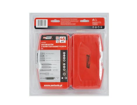 AWTOOLS ZESTAW BITÓW KOŃCÓWEK WKRĘTAKOWYCH S2 45cz. - 2