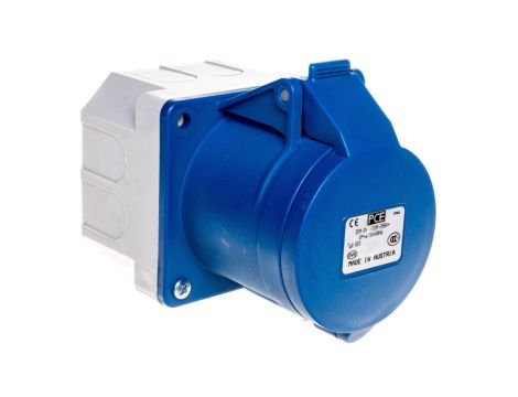Gniazdo tablicowe z puszką 32A 3P 230V niebieskie IP44 323-6p