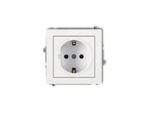 DECO Mechanizm gniazda pojedynczego z uziemieniem SCHUKO 2P+Z (przesłony torów prądowych), biały mat 25DGP-1sp