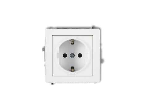 DECO Mechanizm gniazda pojedynczego z uziemieniem SCHUKO 2P+Z (przesłony torów prądowych), biały mat 25DGP-1sp