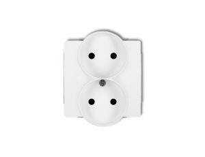 DECO Mechanizm gniazda podwójnego do ramki bez uziemienia 2x2P (przesłony torów prądowych), biały mat 25DGPR-2p