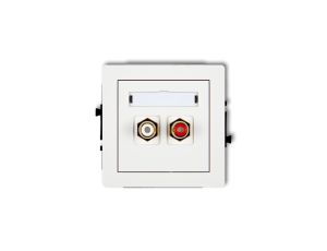 DECO Mechanizm gniazda podwójnego RCA (typu cinch - biały i czerwony, pozłacany), biały mat 25DGRCA-2