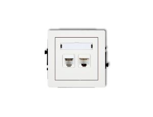 DECO Mechanizm gniazda telefonicznego pojedynczego 1xRJ11 + komputerowego pojedynczego 1xRJ45, kat. 5e, 8-stykowy 25DGTK