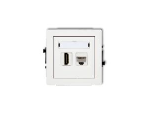DECO Mechanizm gniazda pojedynczego HDMI 2.0 + gniazda komp. poj. 1xRJ45, kat. 5e, 8-stykowy, biały mat 25DGHK