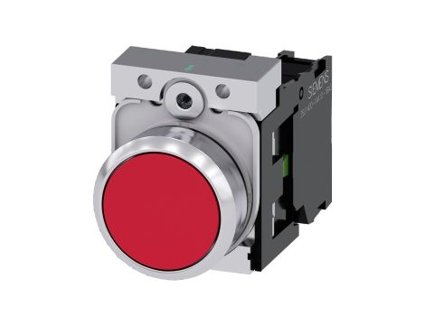Przycisk metalowy 22mm błyszczący czerwony 1Z z samopowrotem IP69k Sirius ACT 3SU1150-0AB20-1BA0