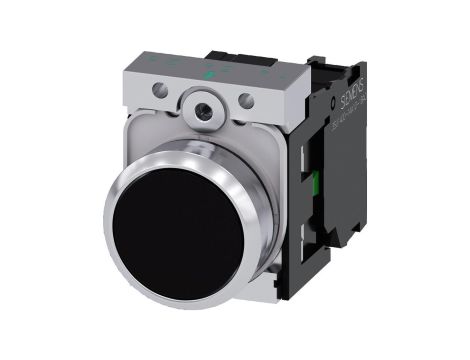 Przycisk metalowy 22mm błyszczący czarny 1Z z samopowrotem IP69k Sirius ACT 3SU1150-0AB10-1BA0
