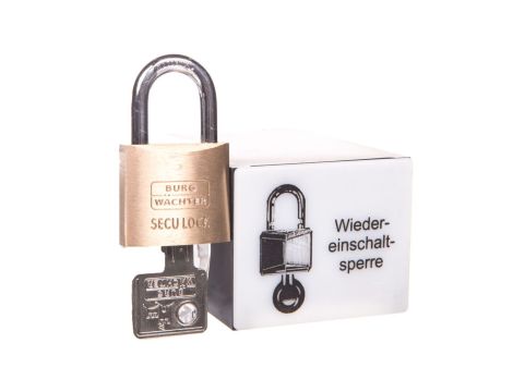 Kłódka w pojemniku zatrzaskiwanym na szynie 0000104664T