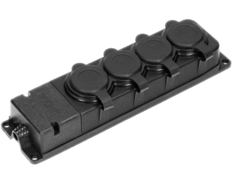 ORNO ROZGAŁĘŹNIK BRYZGOSZCZELNY I ODPORNY NA UDERZENIA IP44, 4x GNIAZDA 2P+Z, GUMOWY, UNIEPALNIONY